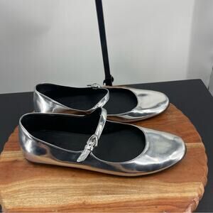 Silver Mary Jane Flats